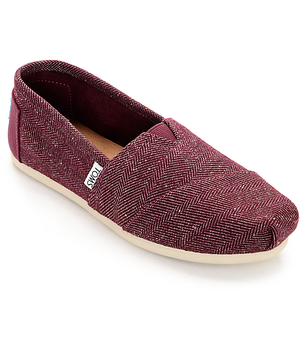 Toms Classic Herringbone Burgundy Womens Shoes Zumiez