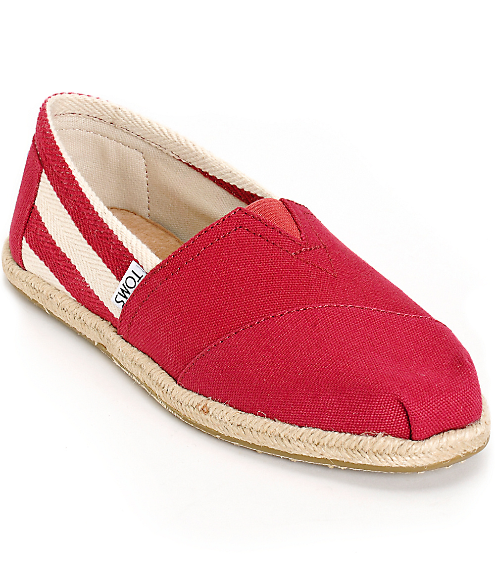 Toms Classic University Red Stripe Women's Shoes | Zumiez