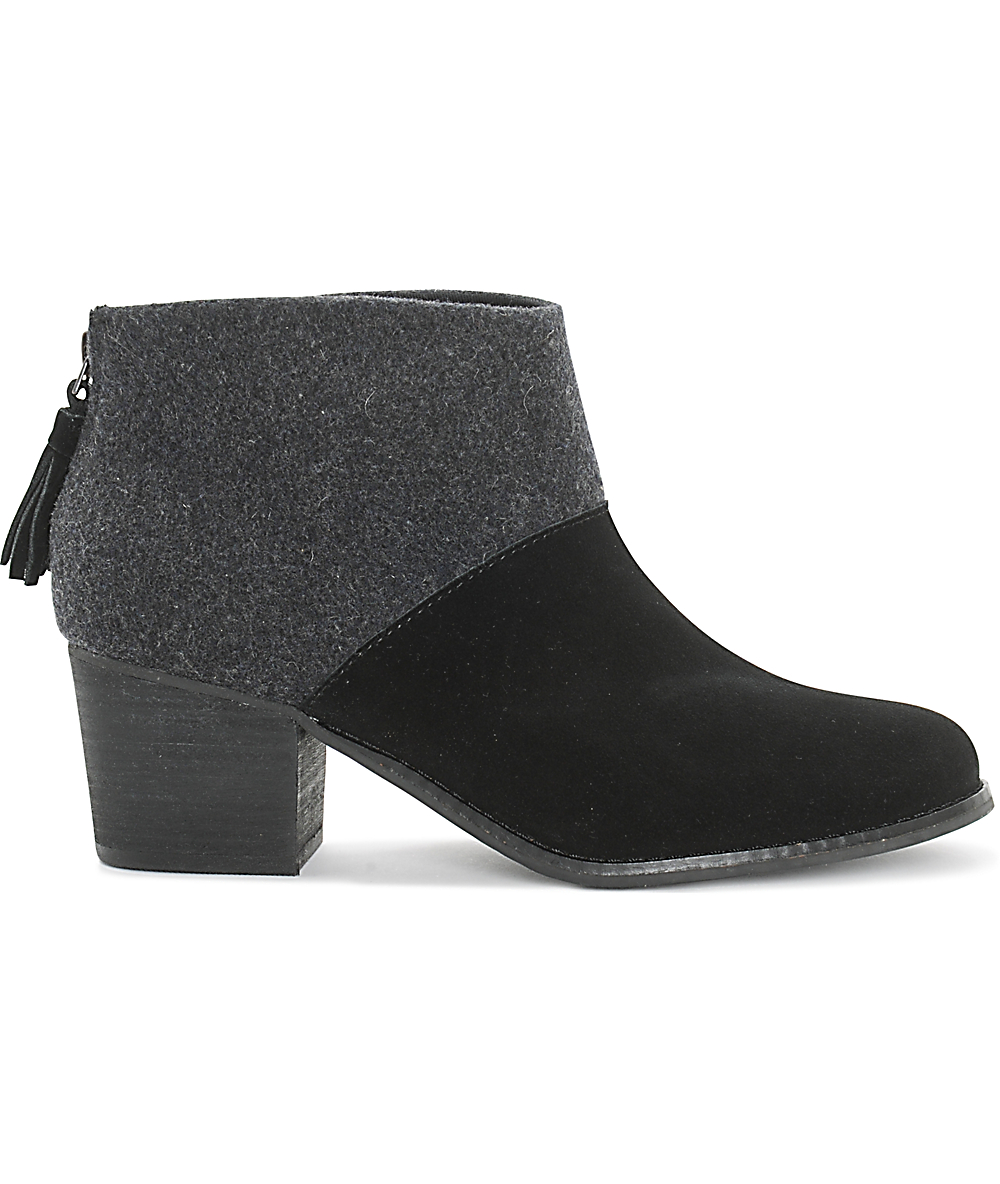 Toms Leila Black Wool & Felt Womens Boots Zumiez