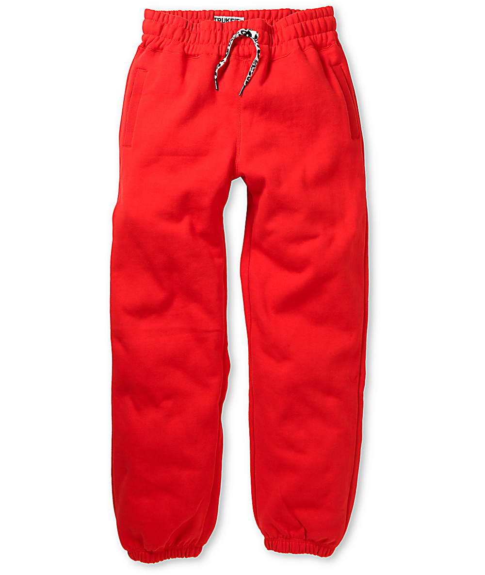 red fleece sweatpants