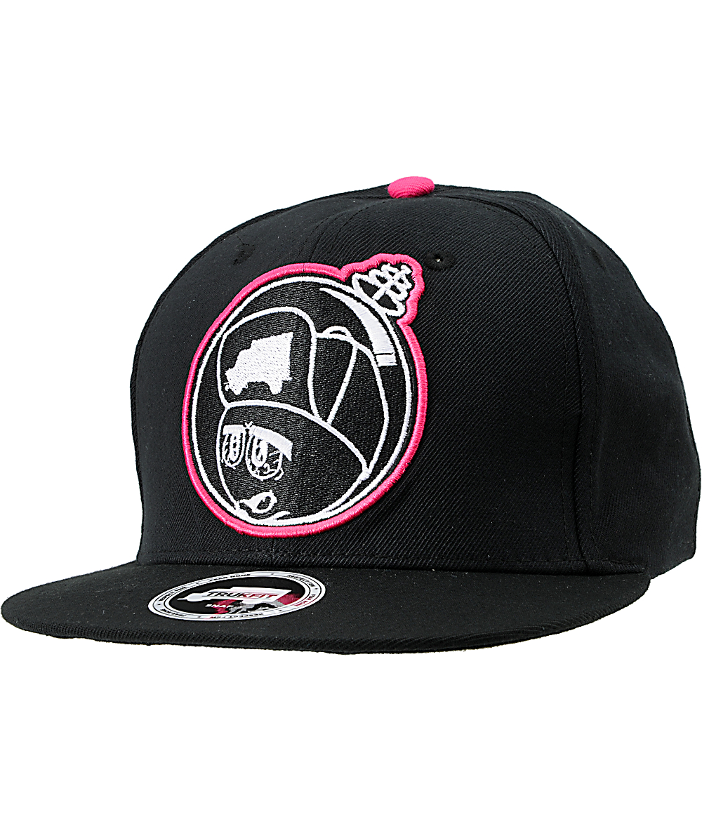 black and pink snapback hat