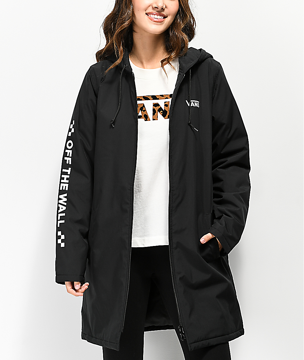 vans alliance black elongated windbreaker jacket