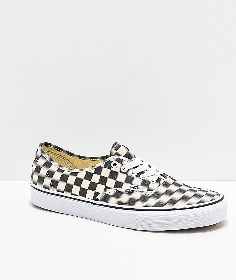 vans checkered authentic black and 