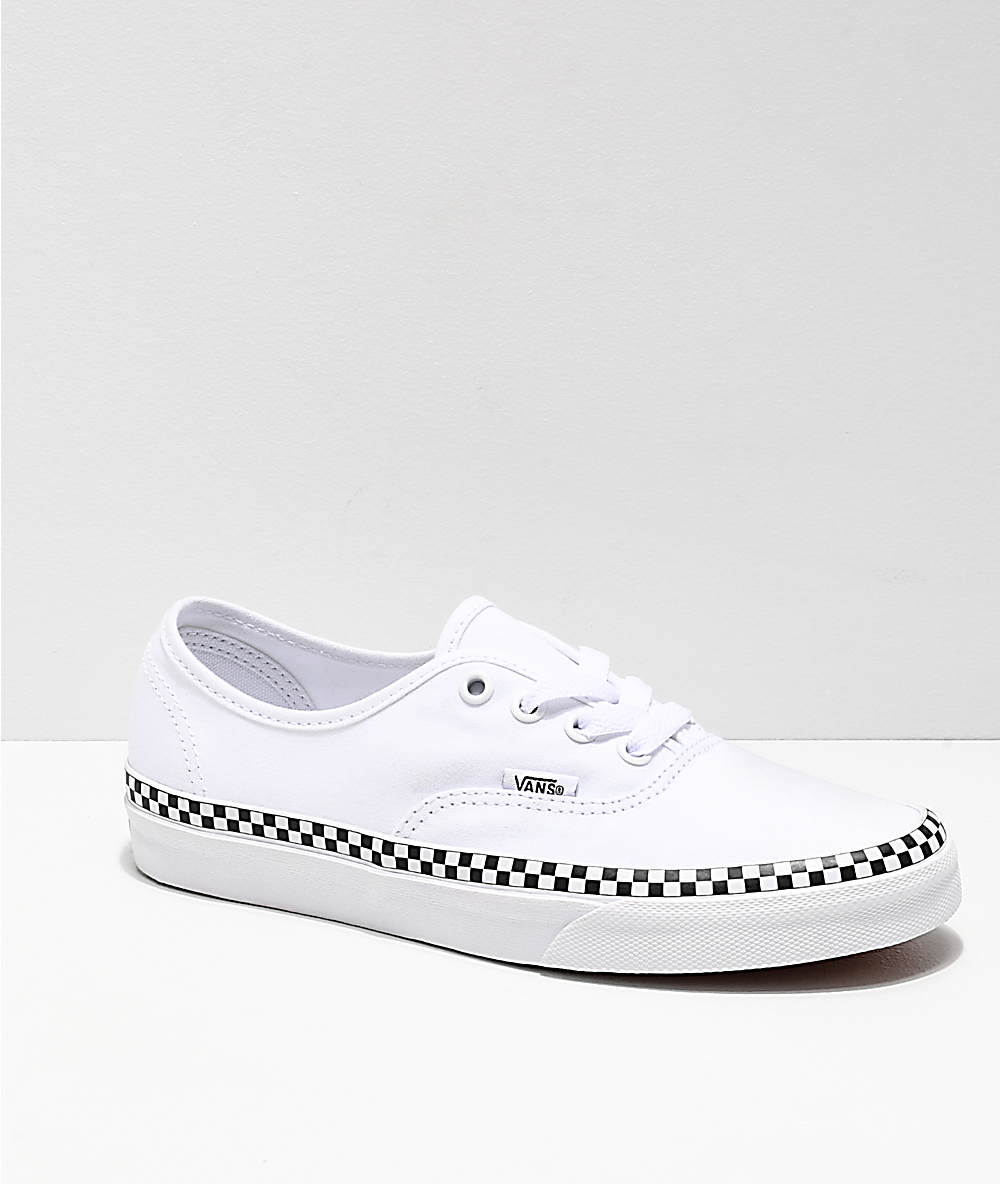 Buy \u003e white checkerboard lace up vans 