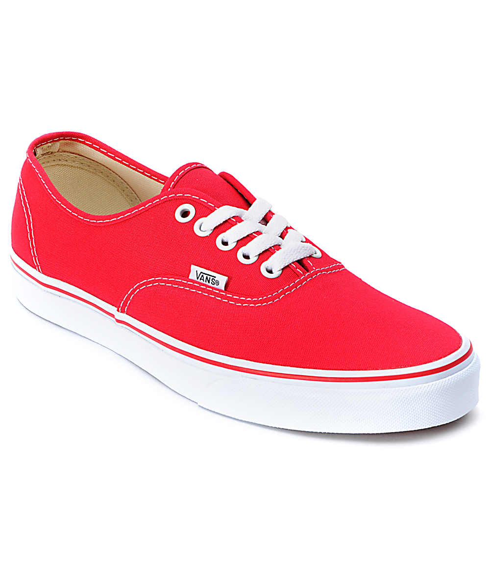 all red authentic vans cheap online