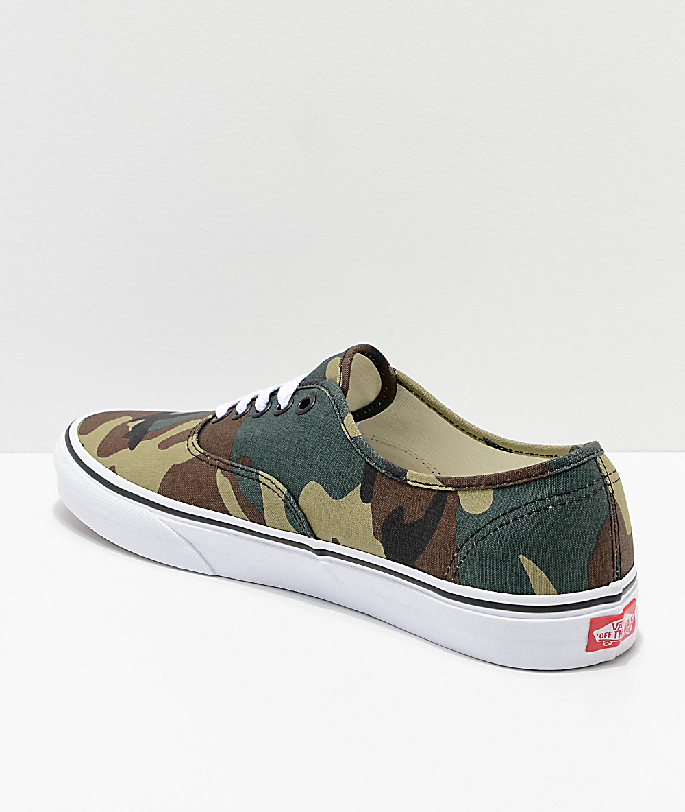 vans authentic mono olive camo skate shoes