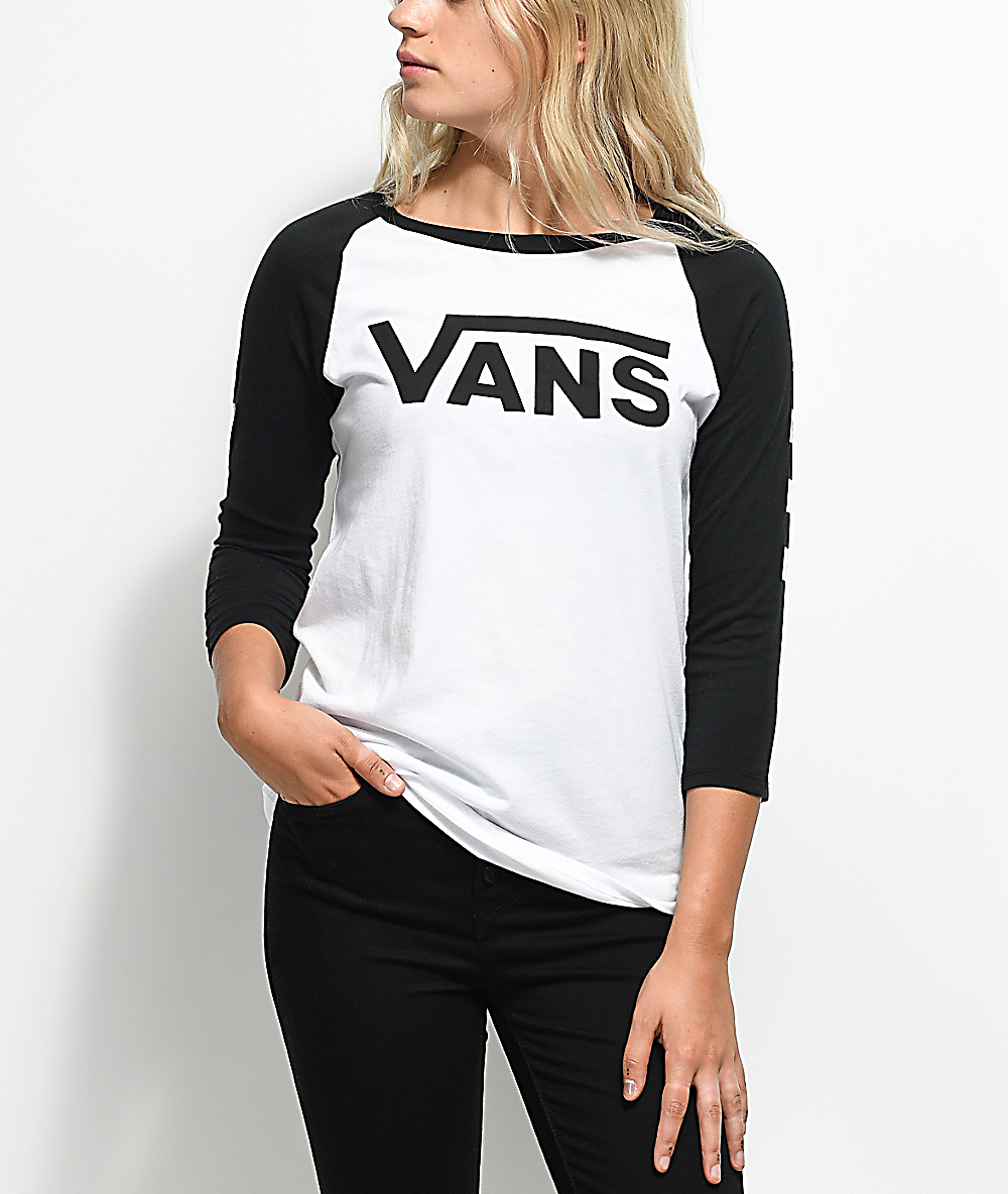 black and white baseball tee