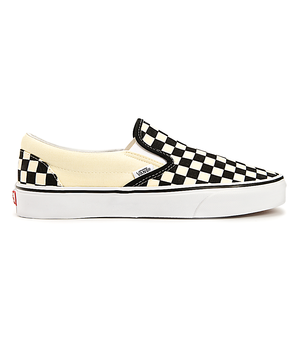 black checkered slip on vans