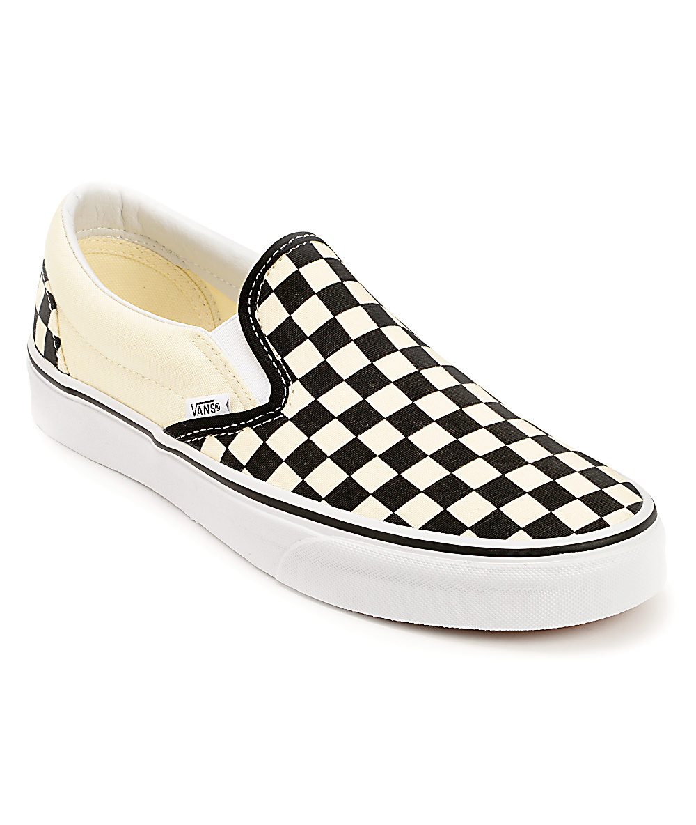 black and white checkered slip in vans