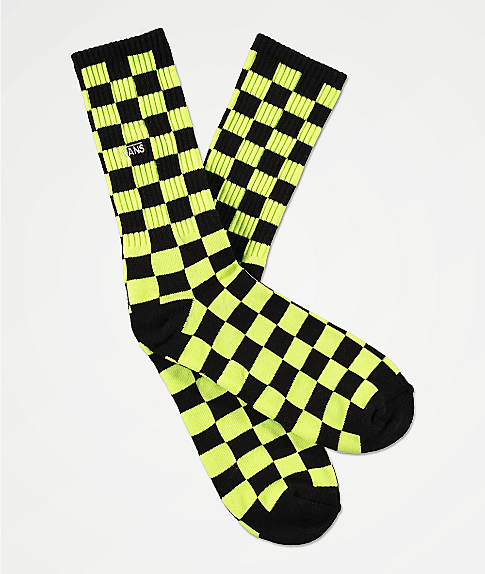 checkerboard vans with yellow line