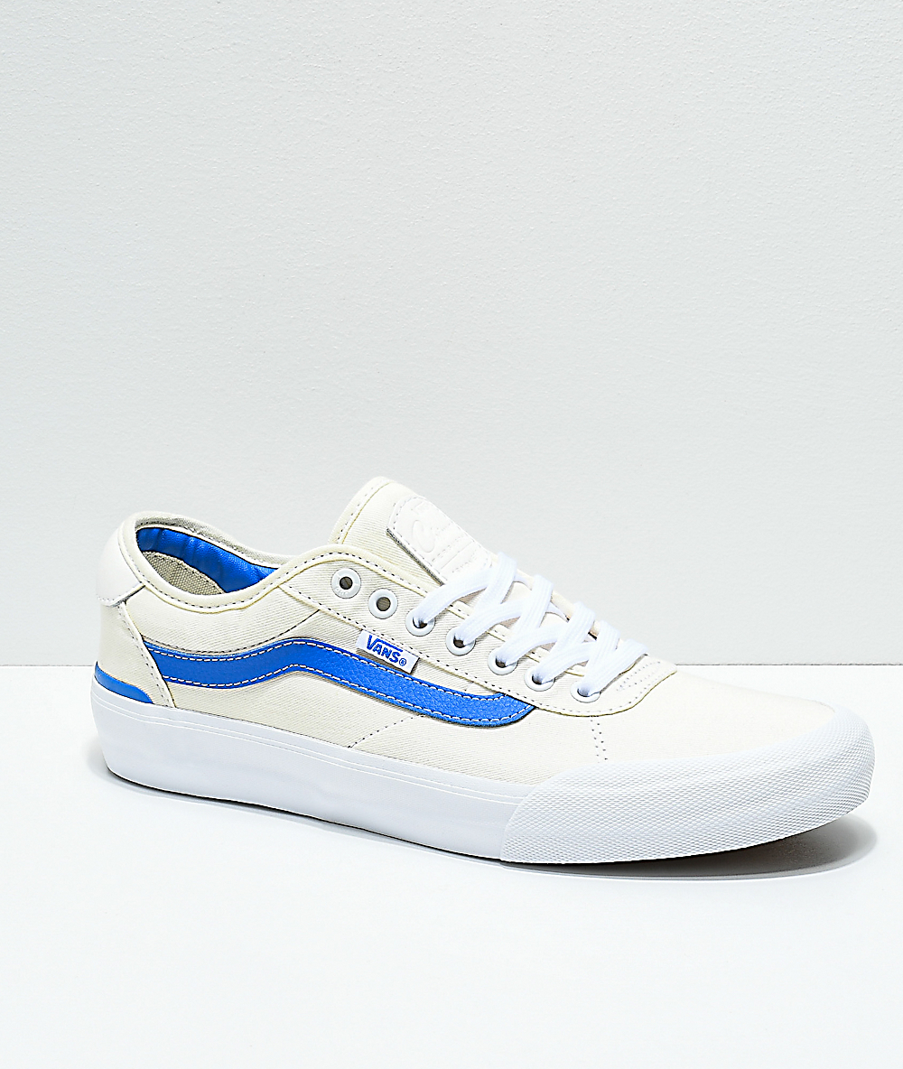 white vans with blue line