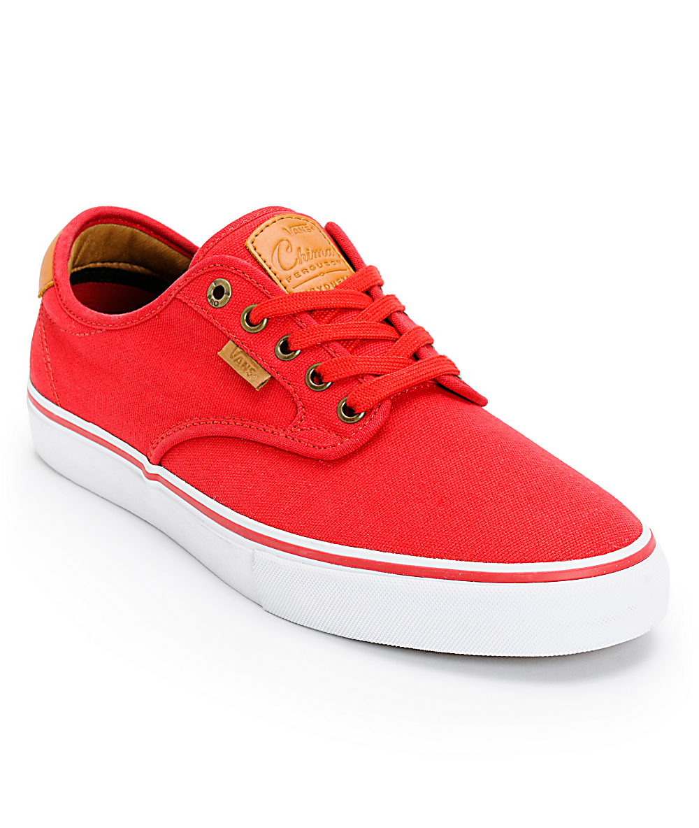 red and tan vans