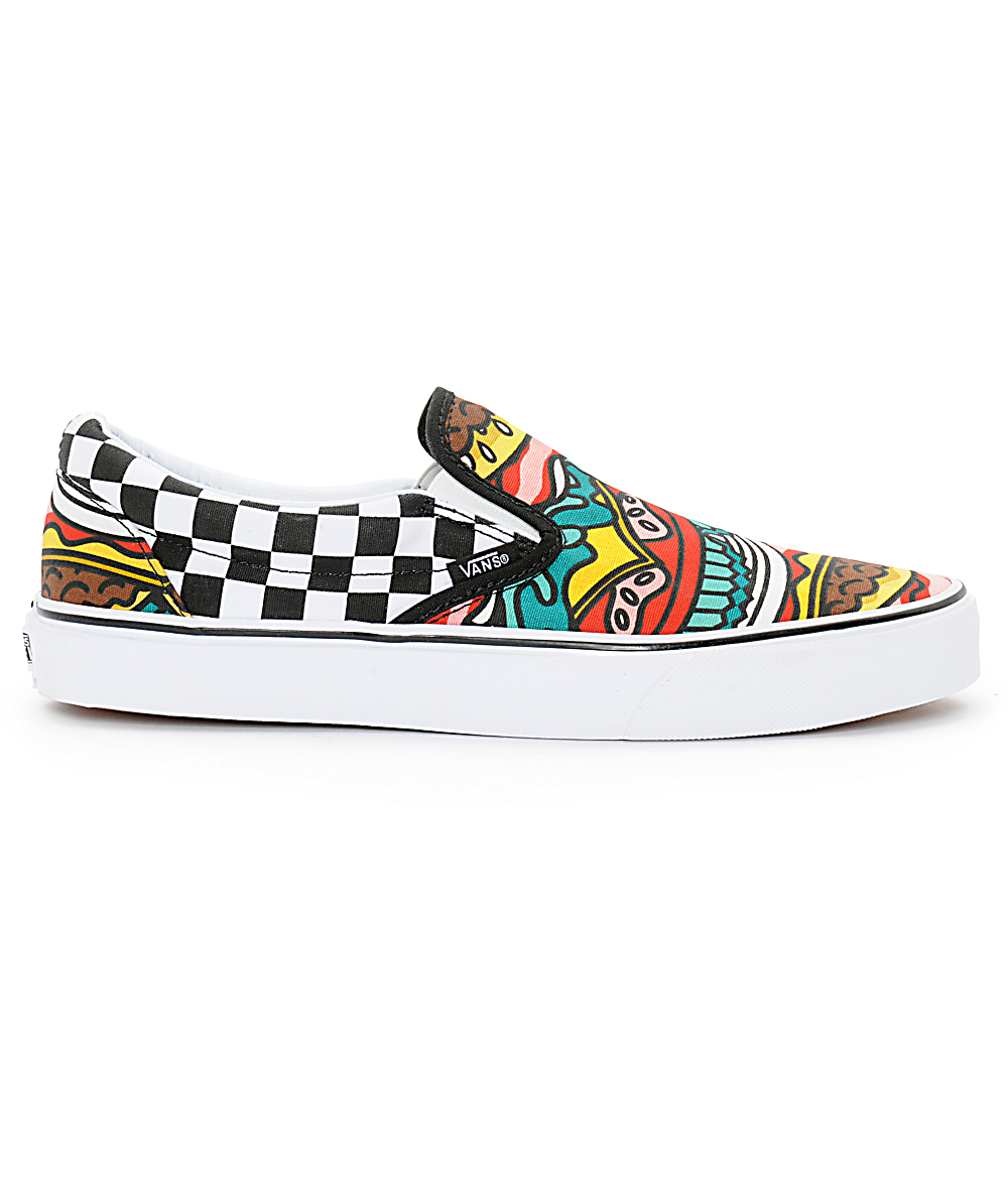 Vans Classic Burger Checkerboard Mens Slip On Shoes Vans Classic Burger Checkerboard Mens Slip On Shoes