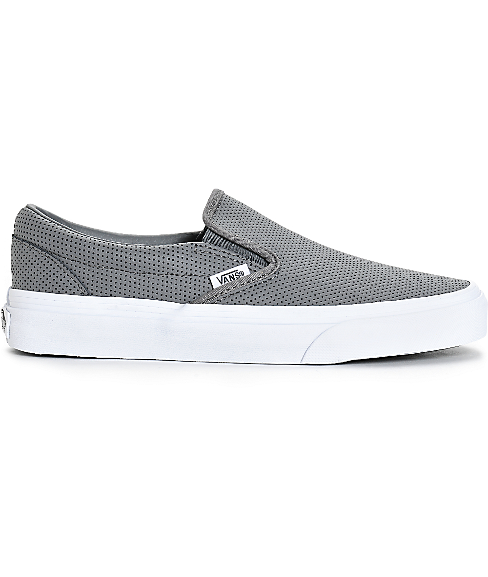 grey perforated leather vans