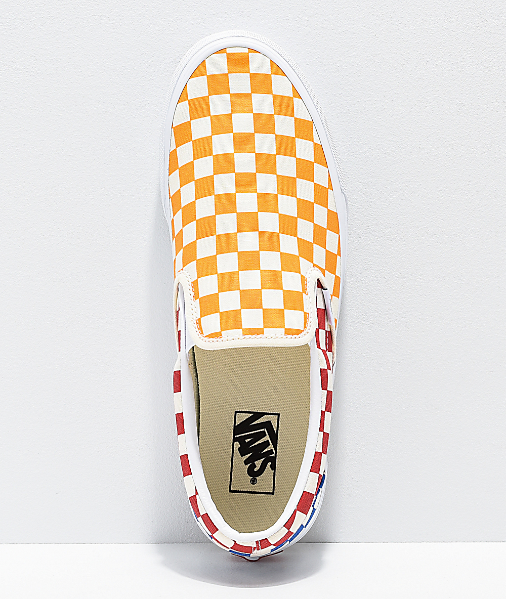 vans classic slip on yellow checkerboard