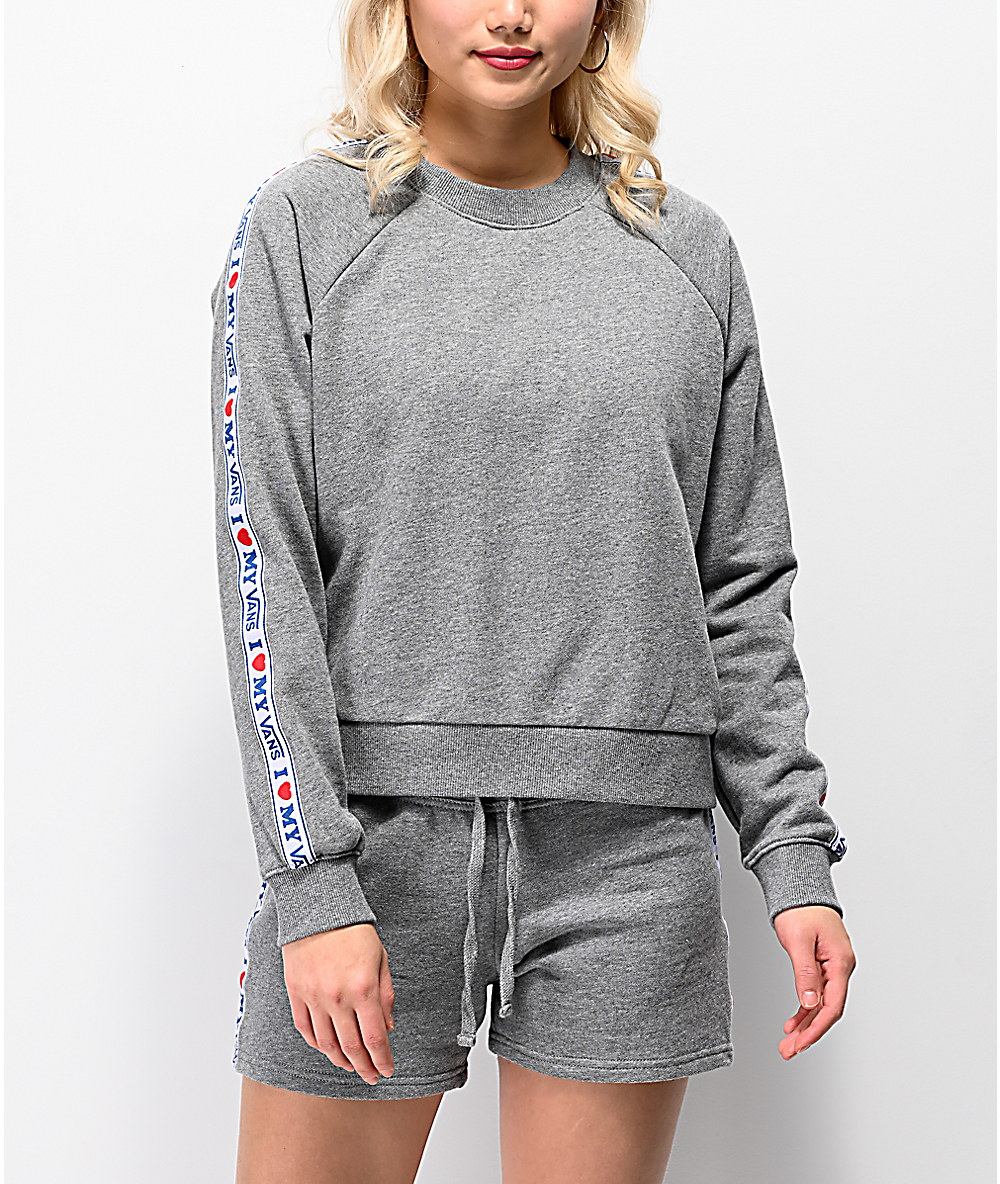 Vans Dna Taping Grey Crew Neck Sweatshirt Zumiez