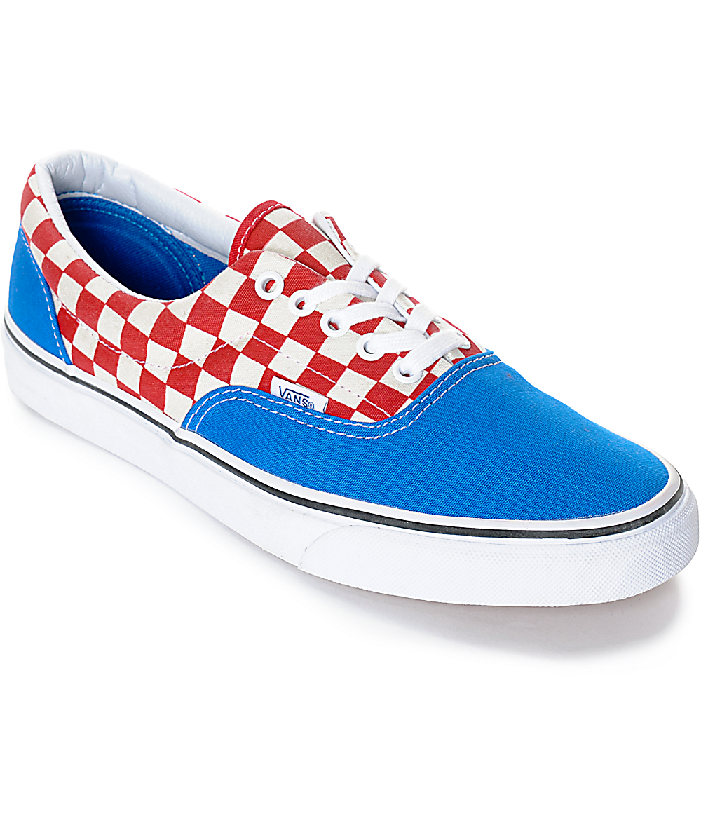 vans era red and blue