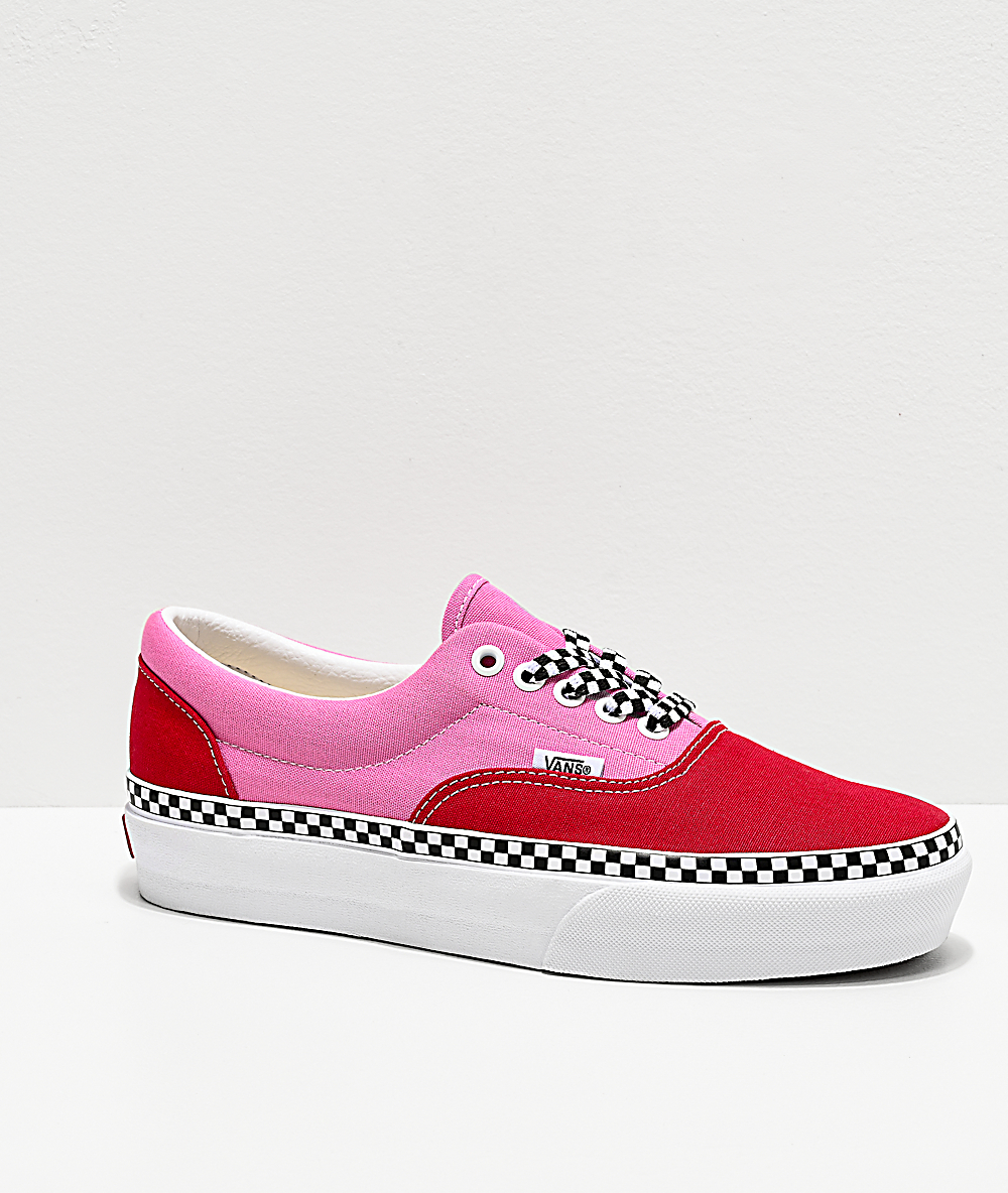 Vans Era Checkerboard Foxing Chili zapatos rojos y rosas | Zumiez