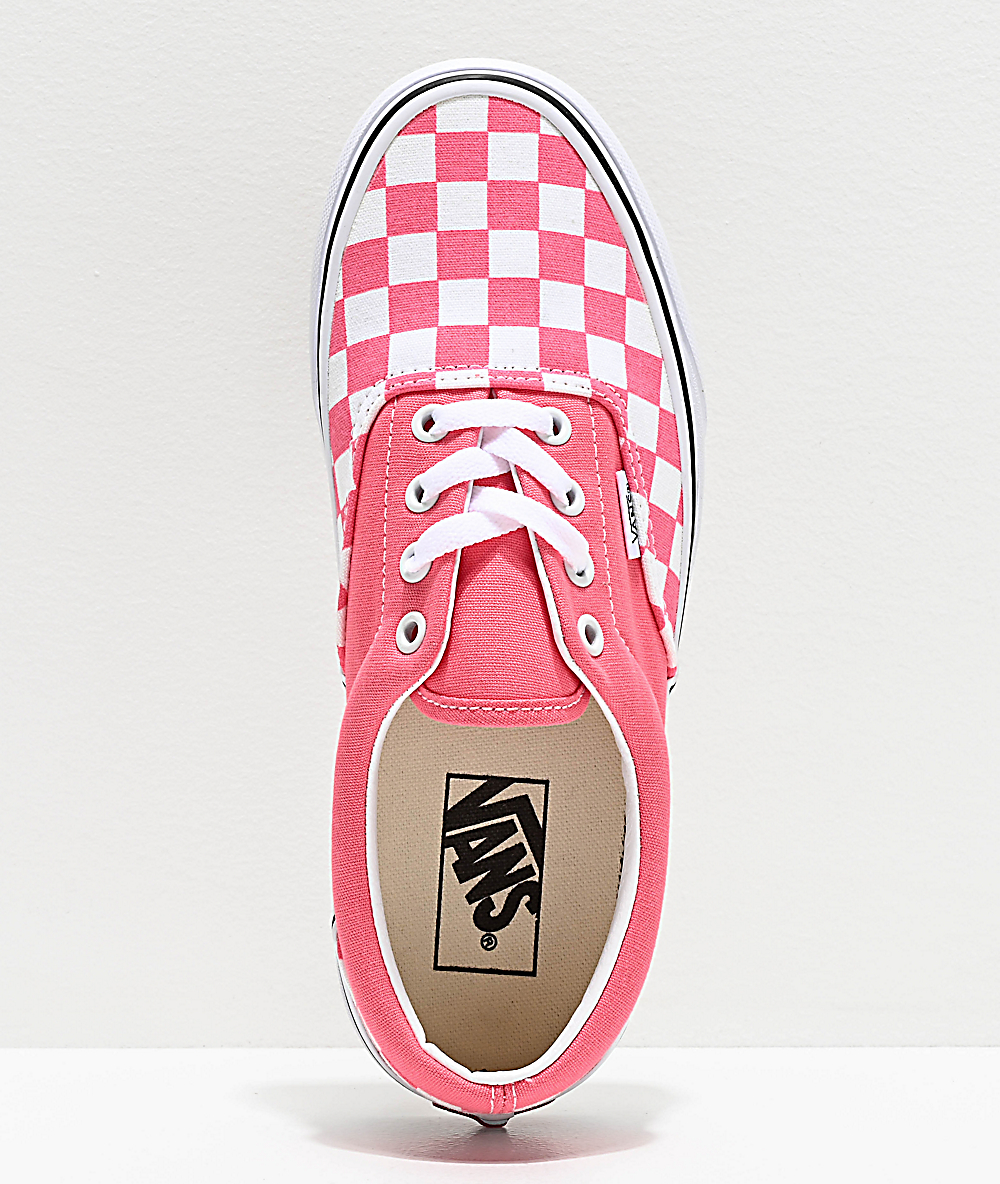 pink checkerboard vans lace up