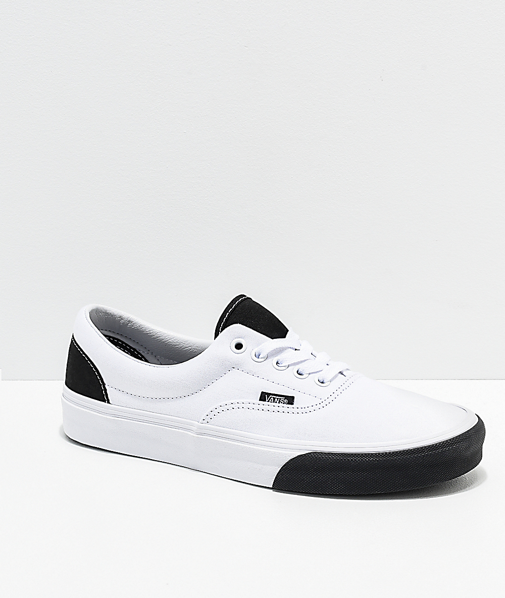 Vans Era Color Block White \u0026 Black Skate Shoes | Zumiez