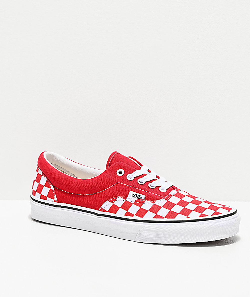 red checkerboard vans laces