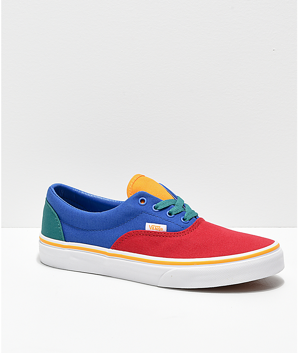 red yellow and blue vans cheap online