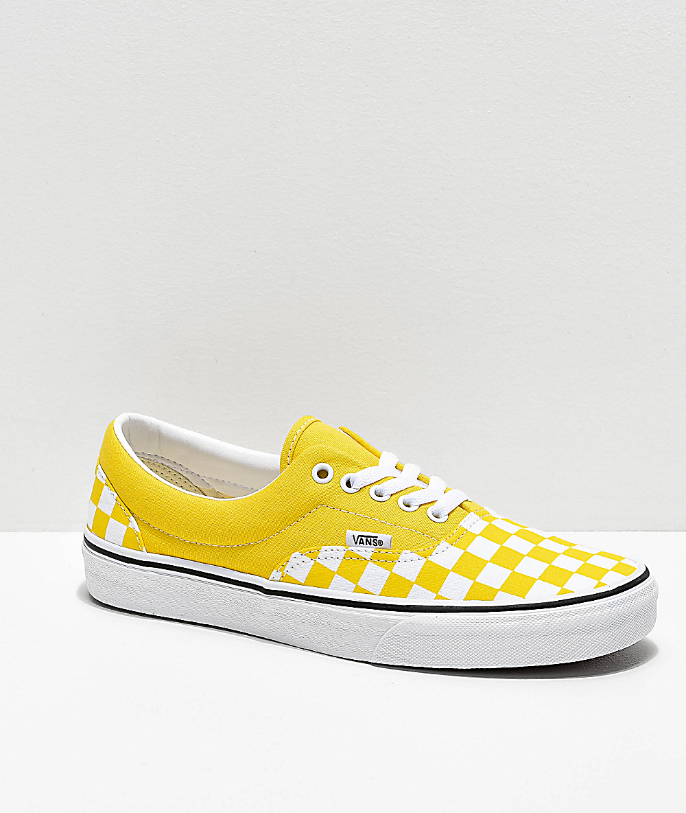 Vans Era zapatos de skate de cuadros de color amarillo vibrante 
