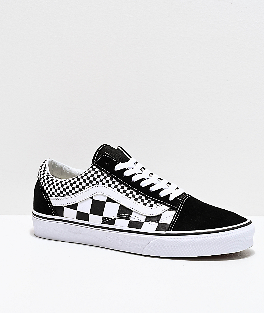 Vans old skool black & 2025 white mixed checkerboard skate shoes