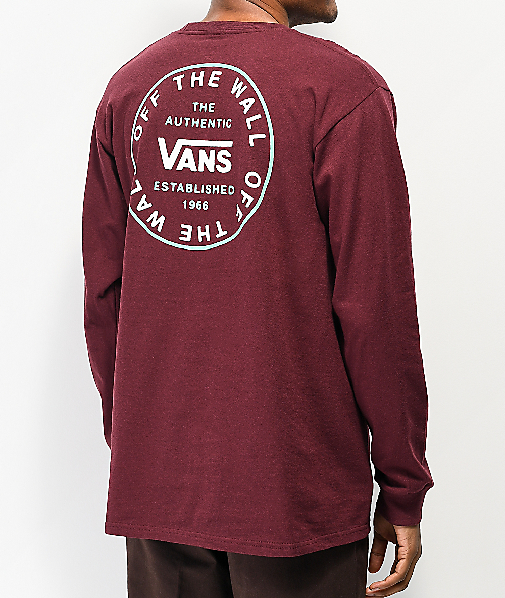 vans burgundy long sleeve t shirt