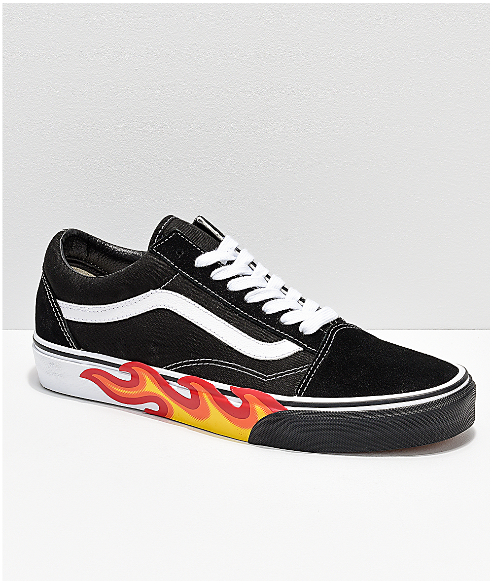 vans shoes with flames