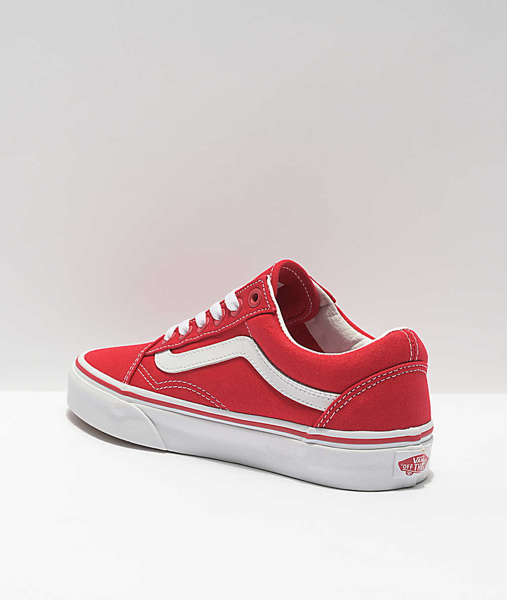 red and white old skool vans