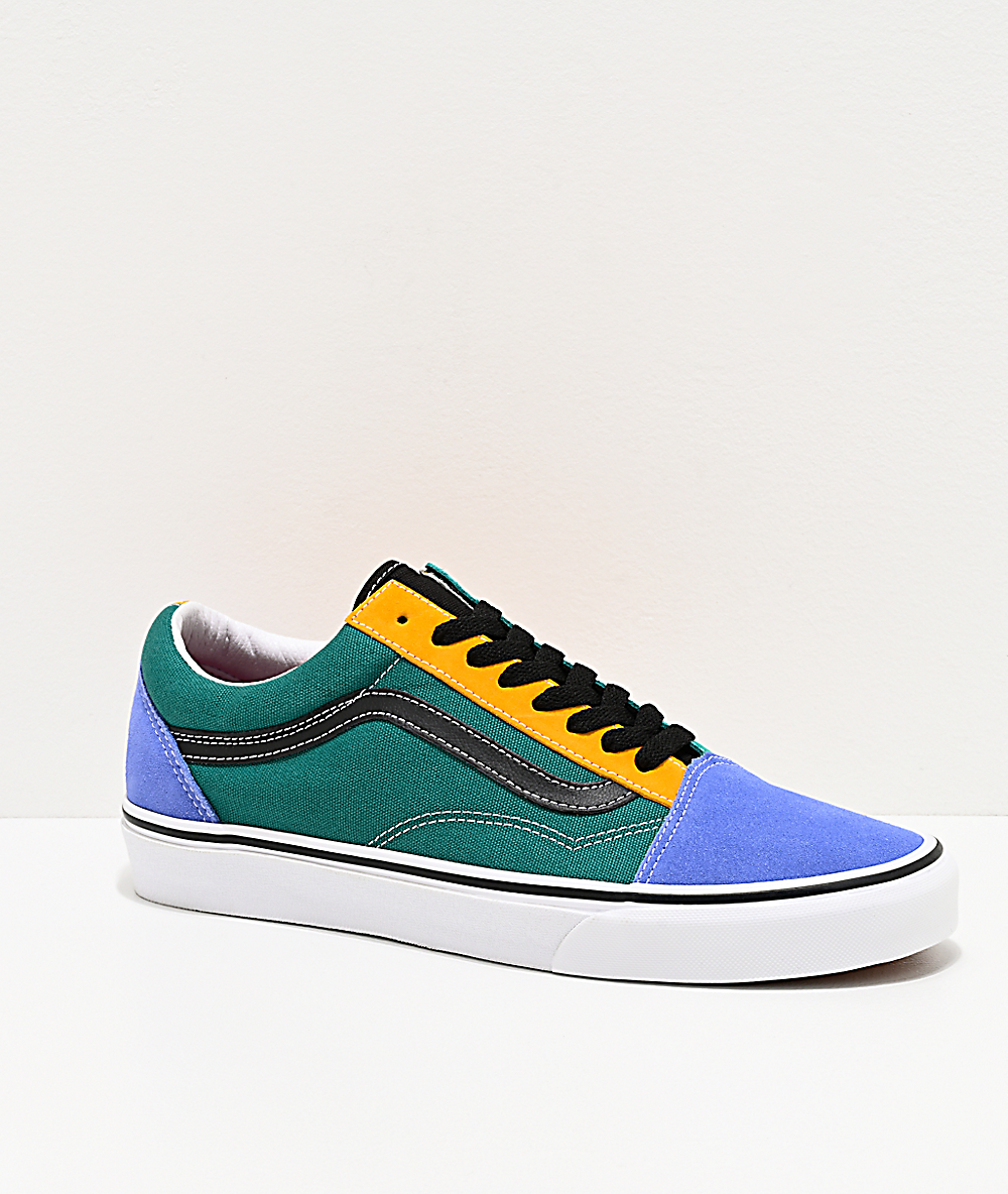 Vans Old Skool Mix Colorblock Yellow & Tidepool Skate Shoes Vans Old Skool Mix Colorblock Yellow & Tidepool Skate Shoes