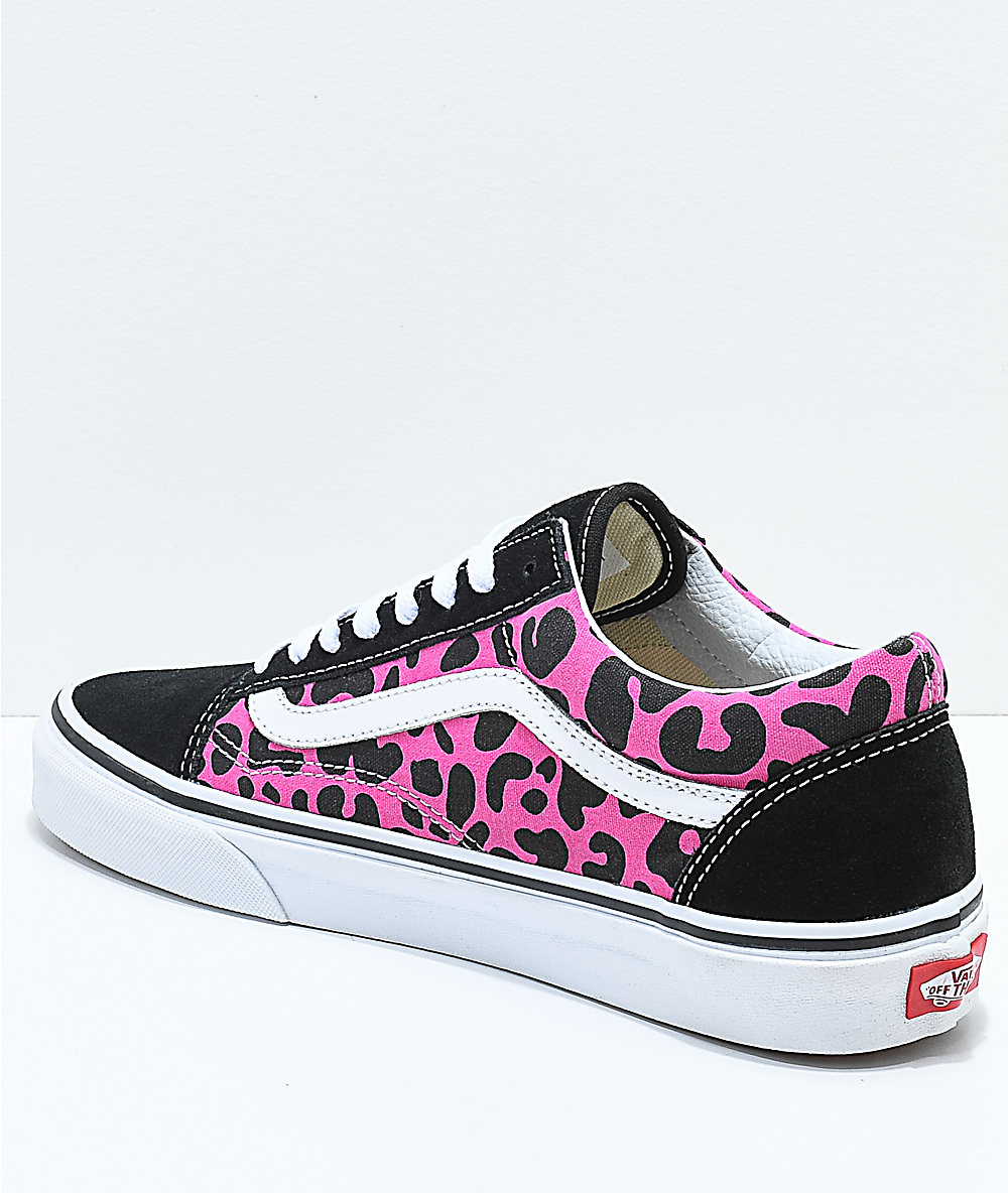 Vans Old Skool Pink & Black Leopard Print Skate Shoes Vans Old Skool Pink & Black Leopard Print Skate Shoes