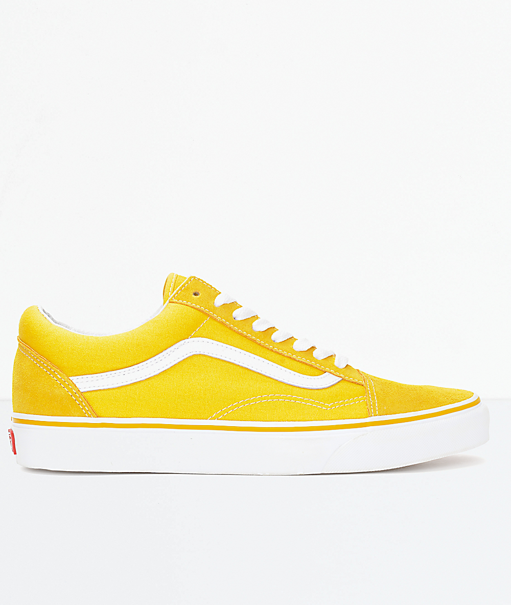 vans old skool spectra yellow and white skate shoes