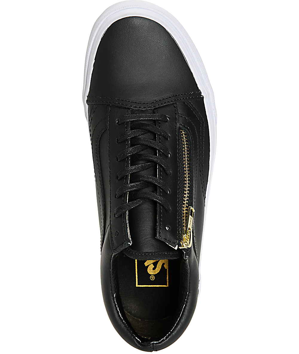 Vans Old Skool Zip Black Leather Shoes | Zumiez