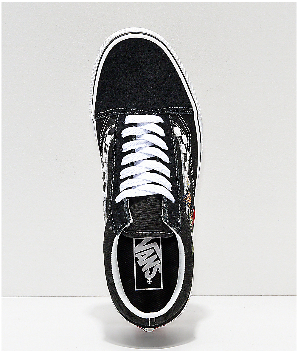 vans old skool negras flores mujer vans old skool negras flores mujer