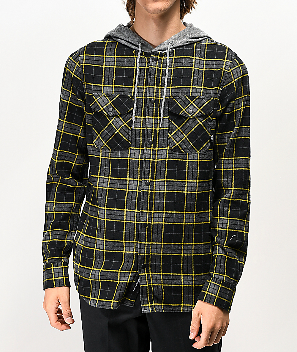 yellow hooded flannel