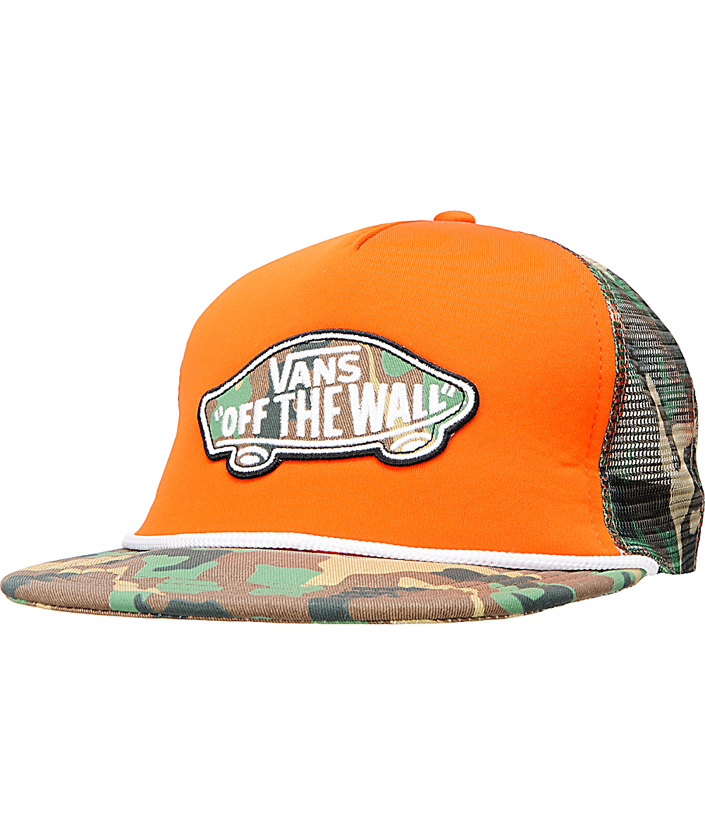vans camo trucker hat