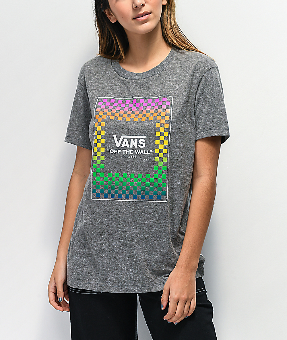 vans rainbow shirt checkerboard