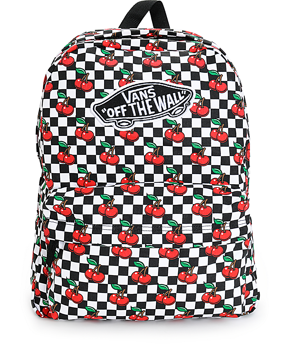 vans cherry checkered backpack