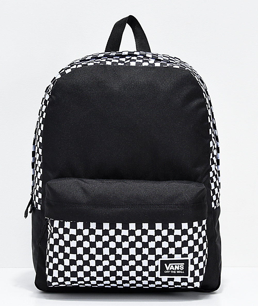 vans grey checkered backpack