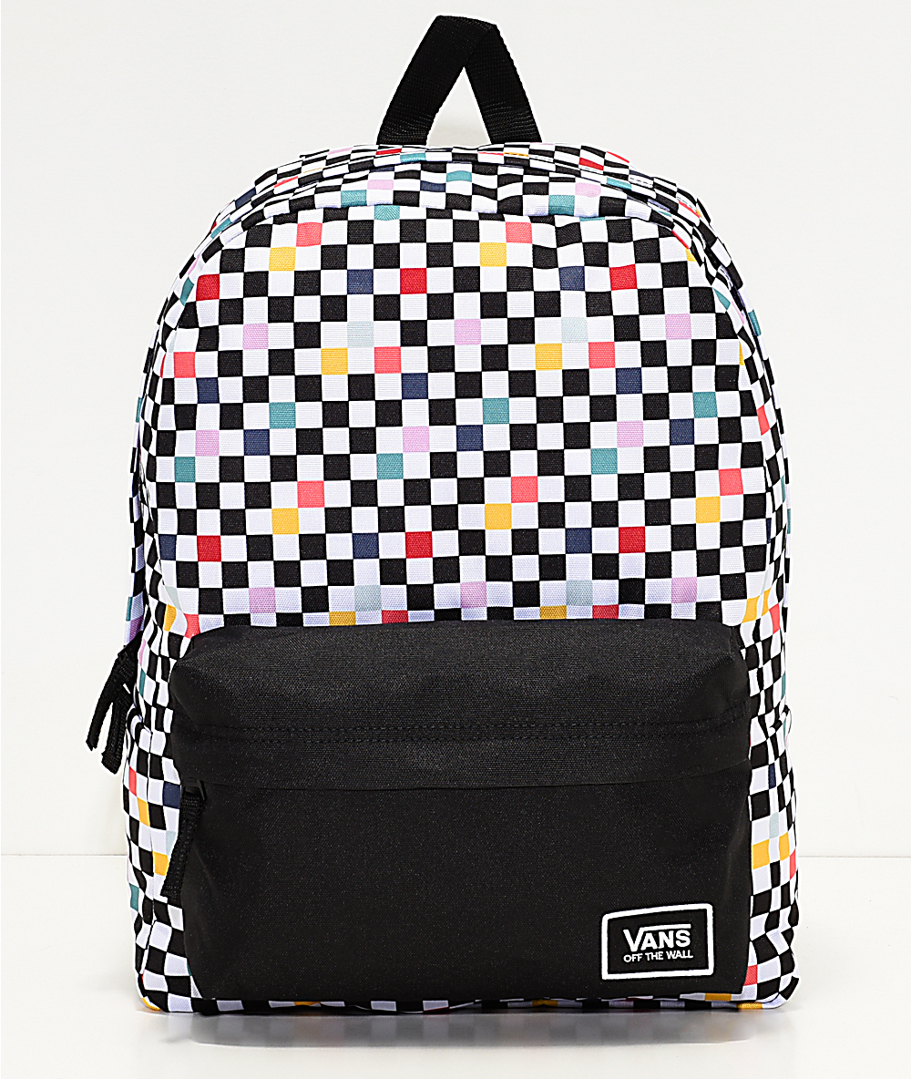 rainbow checkered vans backpack