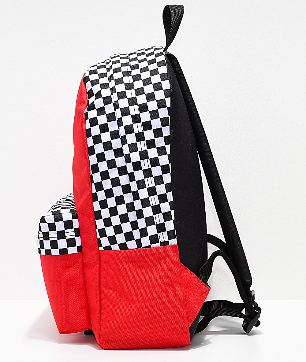 vans checkerboard backpack red