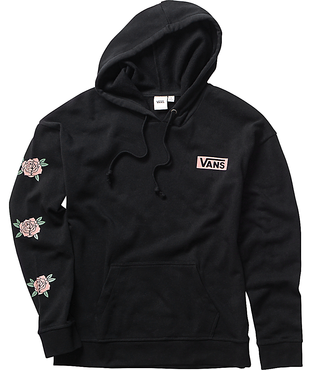 vans white hoodie with roses