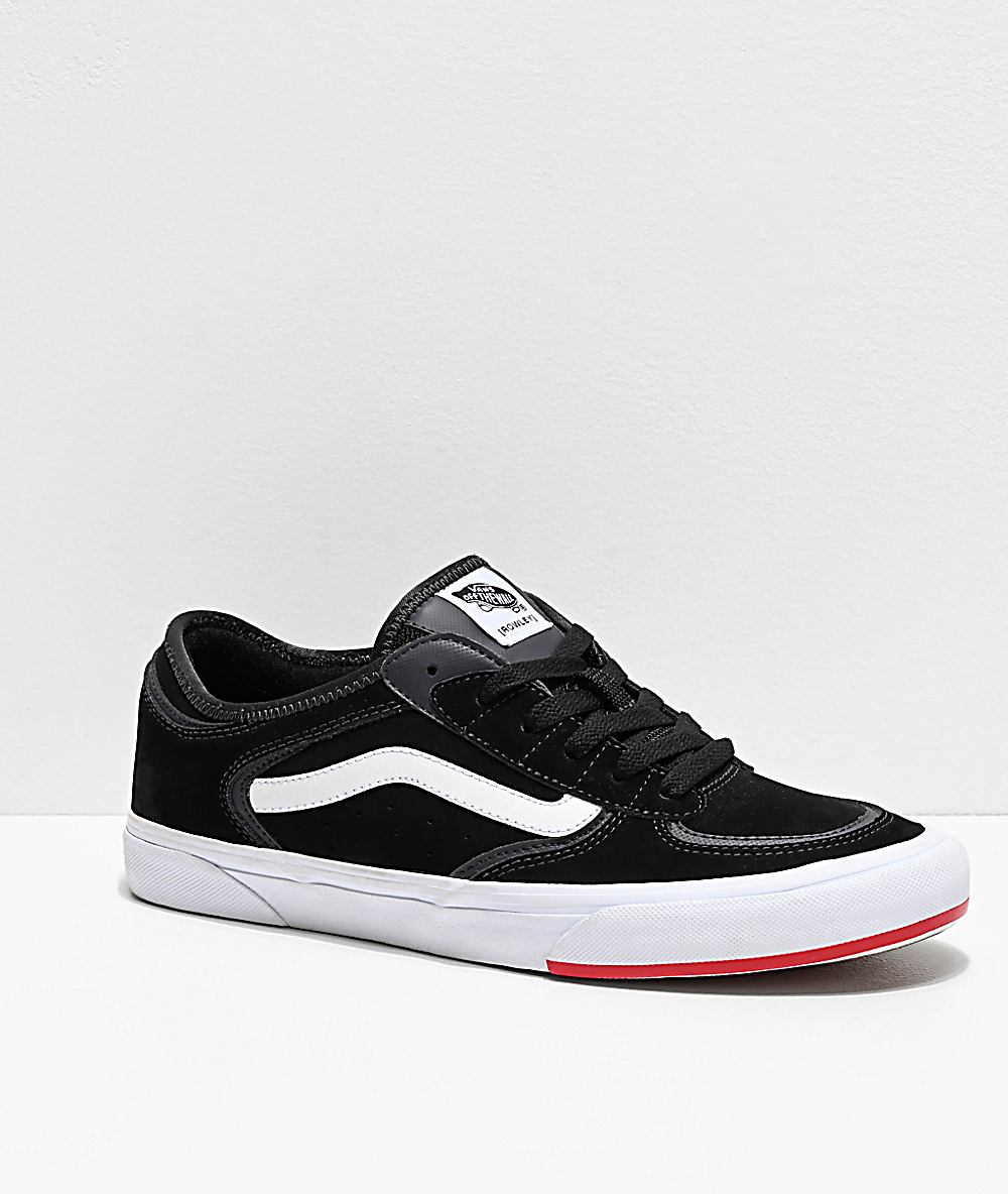Vans Rowley Classic Black, White \u0026 Red Skate Shoes | Zumiez