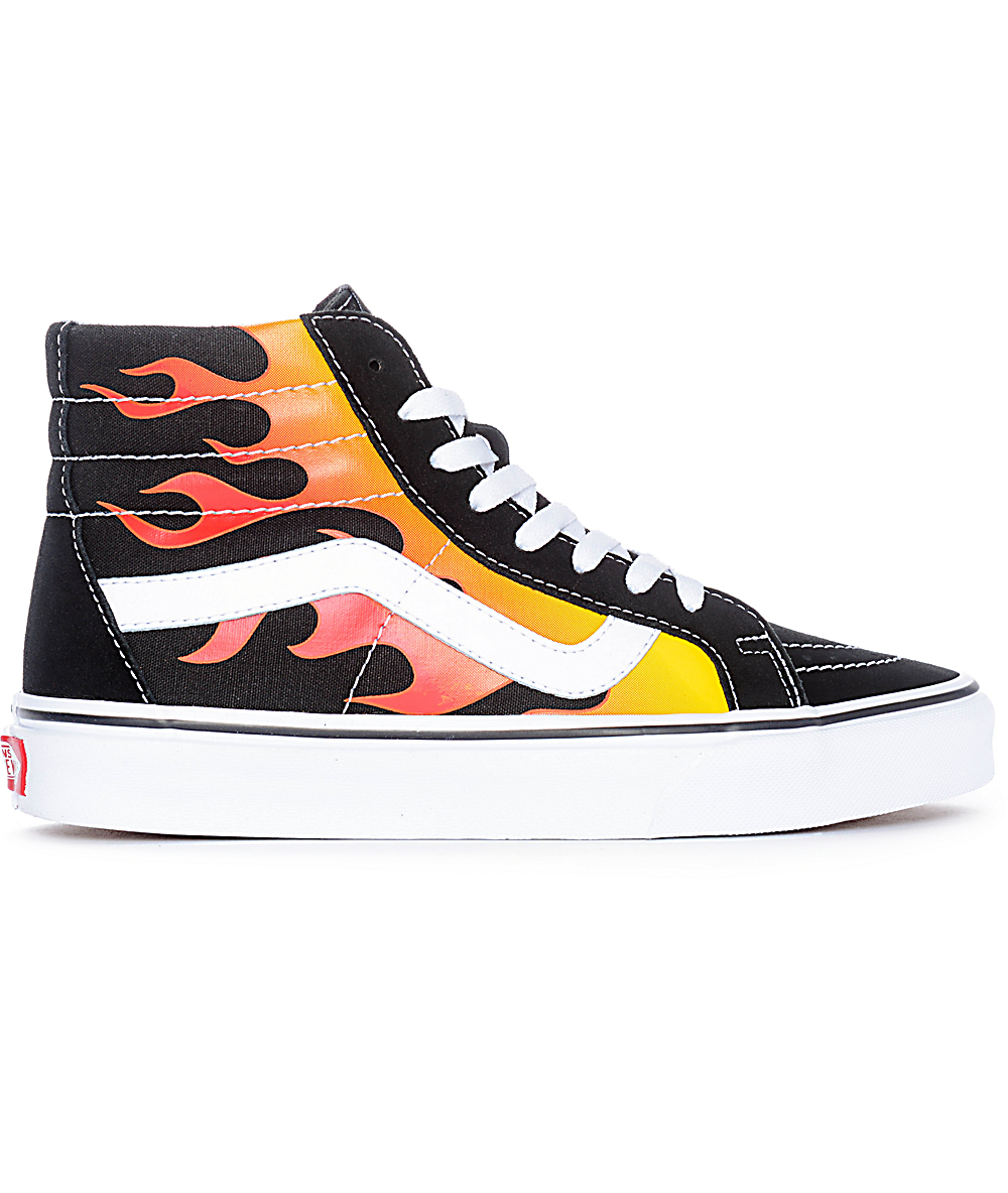 vans high tops with flames