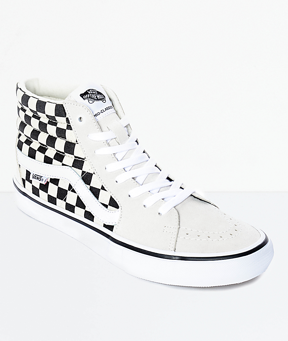 black and white checkered vans sk8 hi