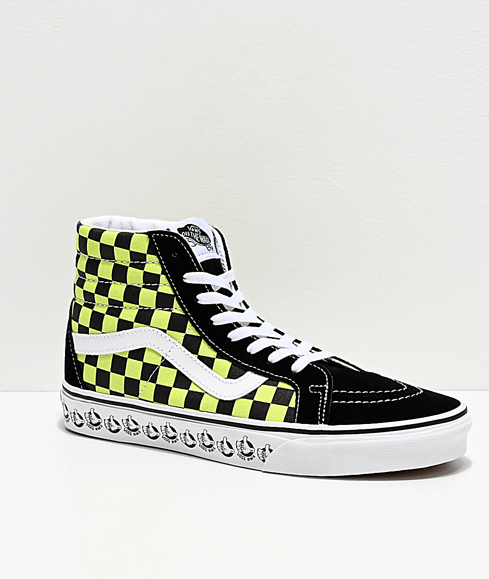 green and black checkerboard vans