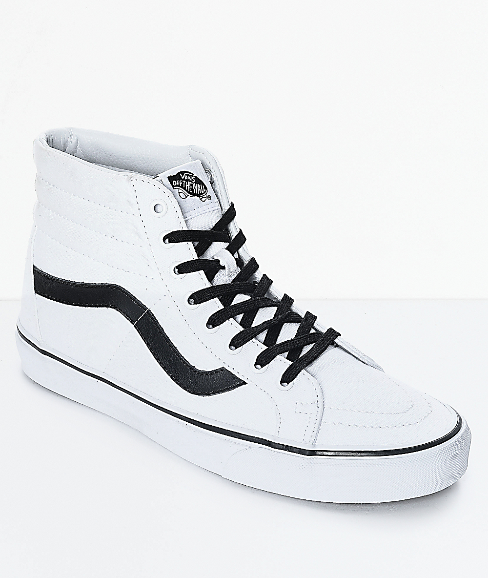 Vans Sk8-Hi Reissue True White & Black Skate Shoes Vans Sk8-Hi Reissue True White & Black Skate Shoes