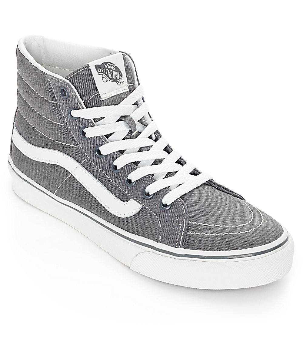gray and white high top vans cheap online